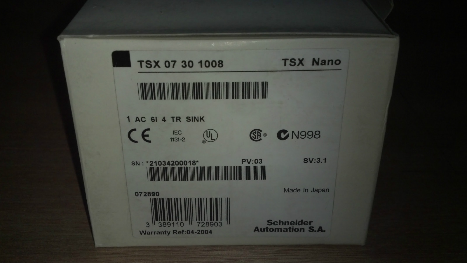TSX07301008 Schneider Automation S.A TSX-07-30-1008 / New in Original Packing