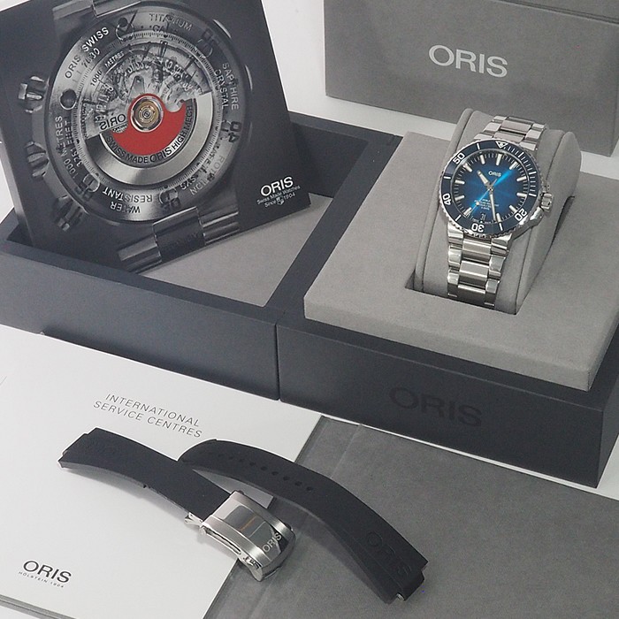 ORIS Watch Aquis Date Caliber 400 01 400 7763 4135-07 8 24 09PEB Blue Dial w/Box