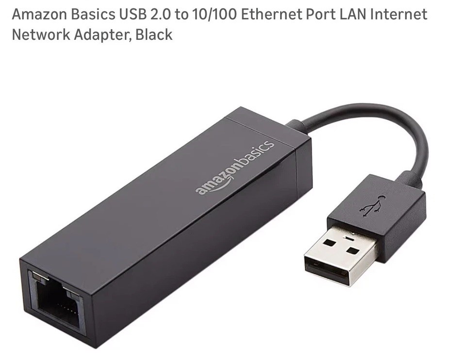 Amazon Basics USB 2.0 to 10/100 Ethernet Port LAN Internet Network Adapter, Blac