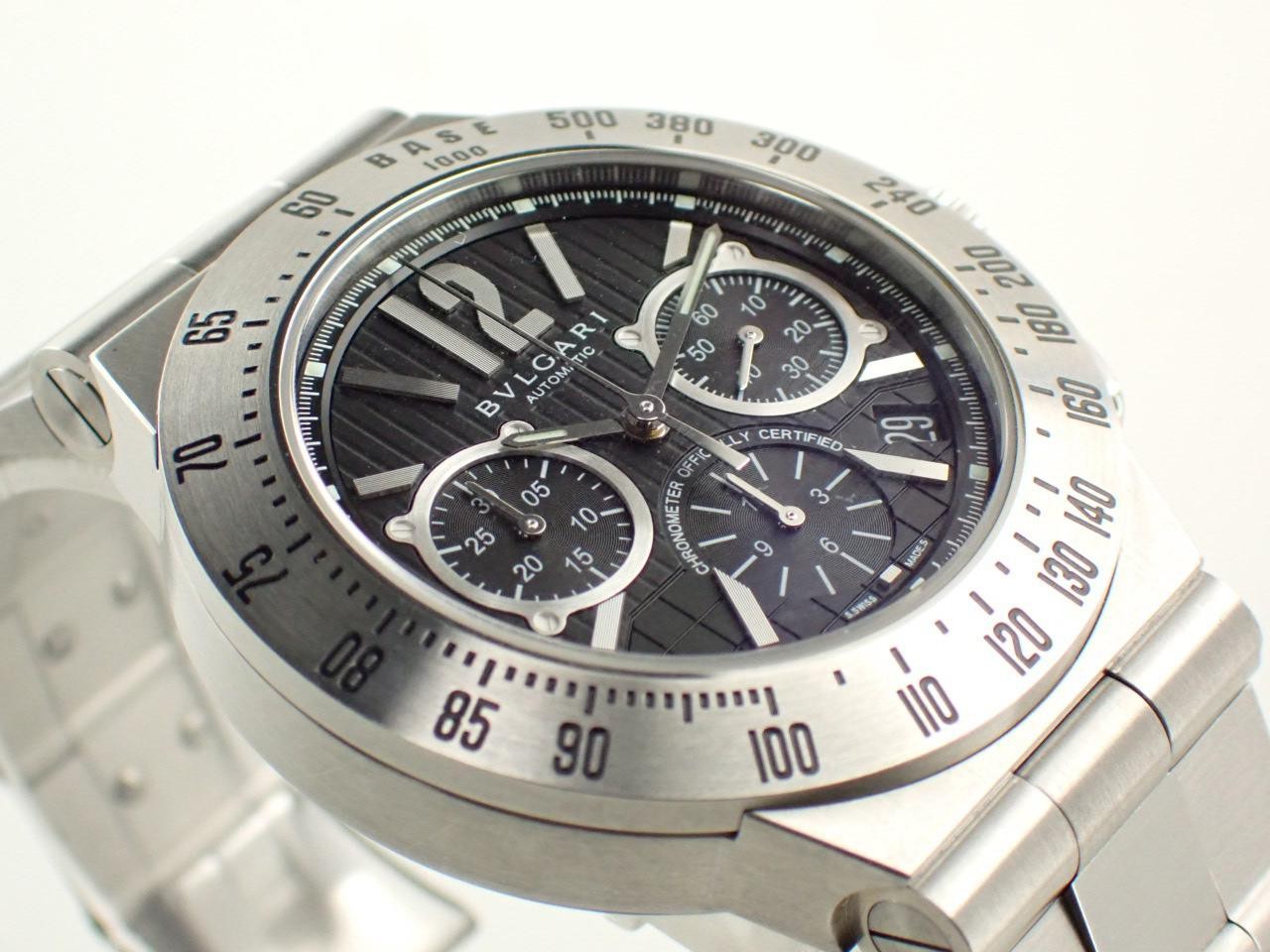 Bvlgari Watch Diagono Chronograph Tachymetric Black Silver SS 40mm CH40SSDTA Men