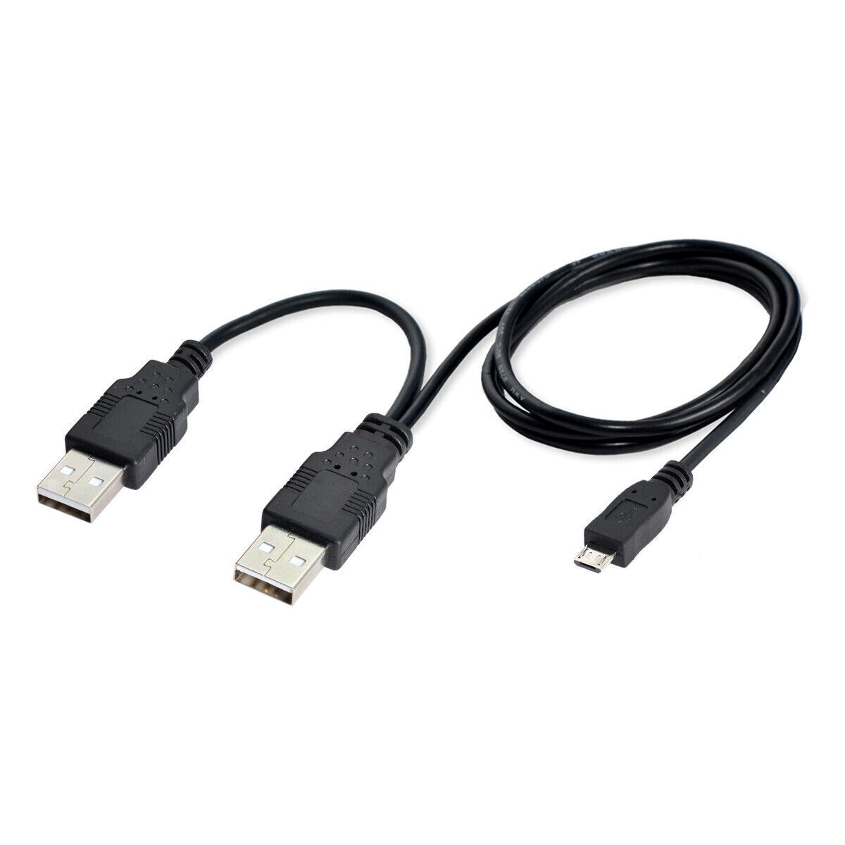 Micro USB 5pin to two USB A type Y Cable Cord For 2.5″ Mobile Hard Disk
