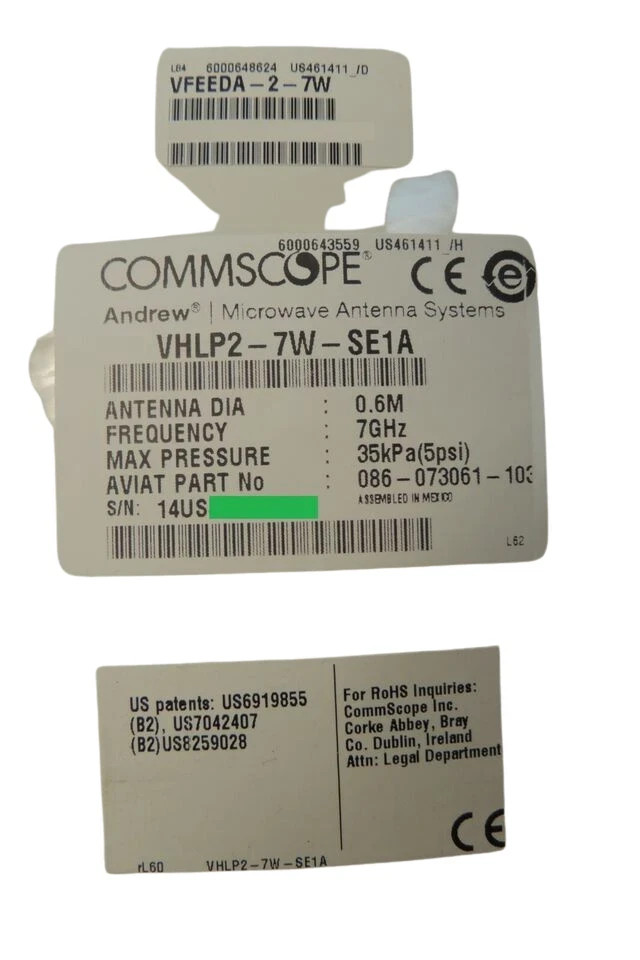 CommScope Andrew VHLP2-7W 2FT 7GHz Antenna Assembly VHLP2-7W-SE1A