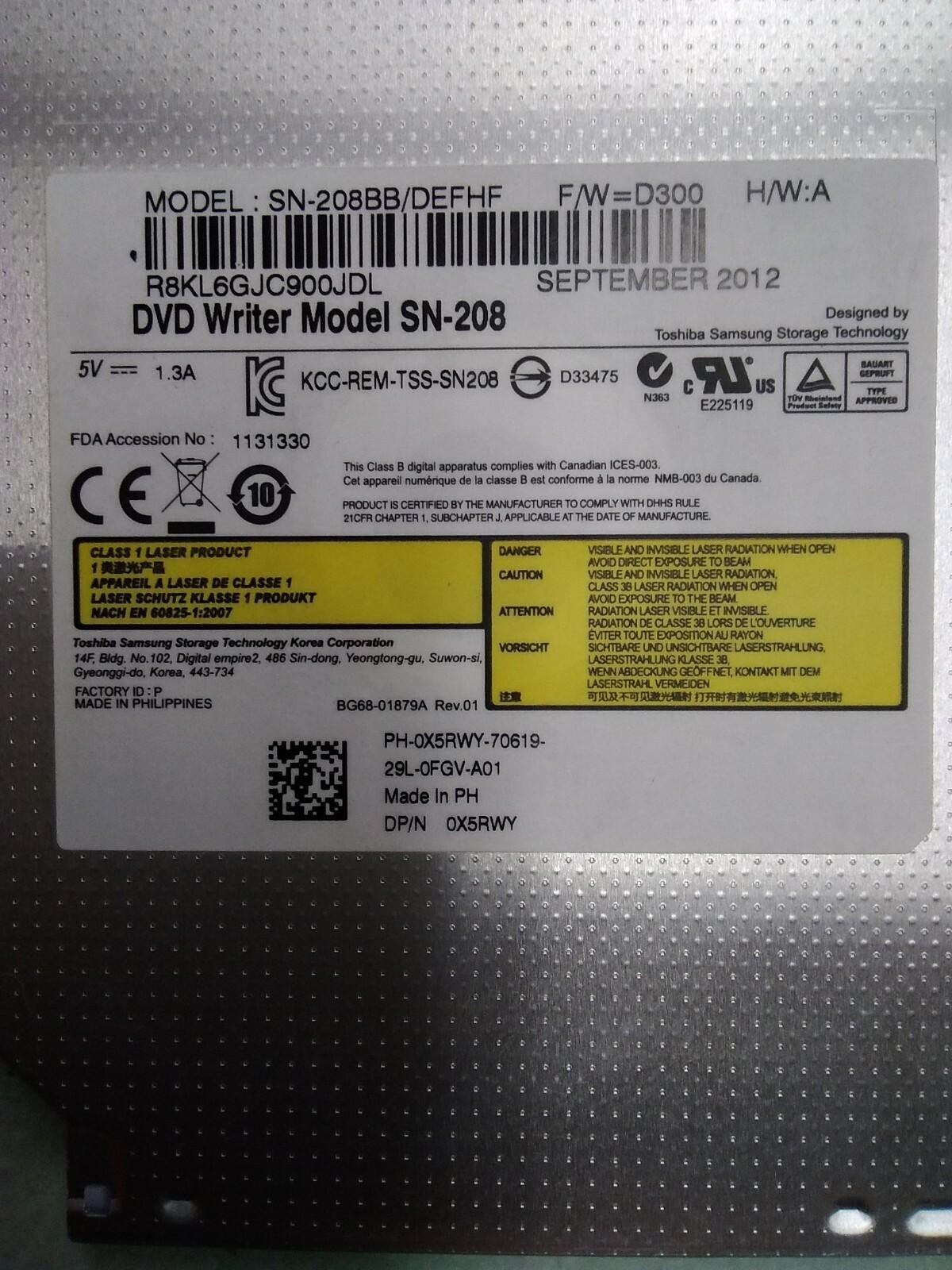 DVD Writer Model SN-208BB-DEFHF