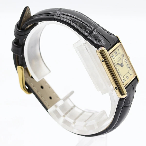 Cartier Must Tank 3034081 SV925 Manual Winding Ladies Watch Square Dial Auth