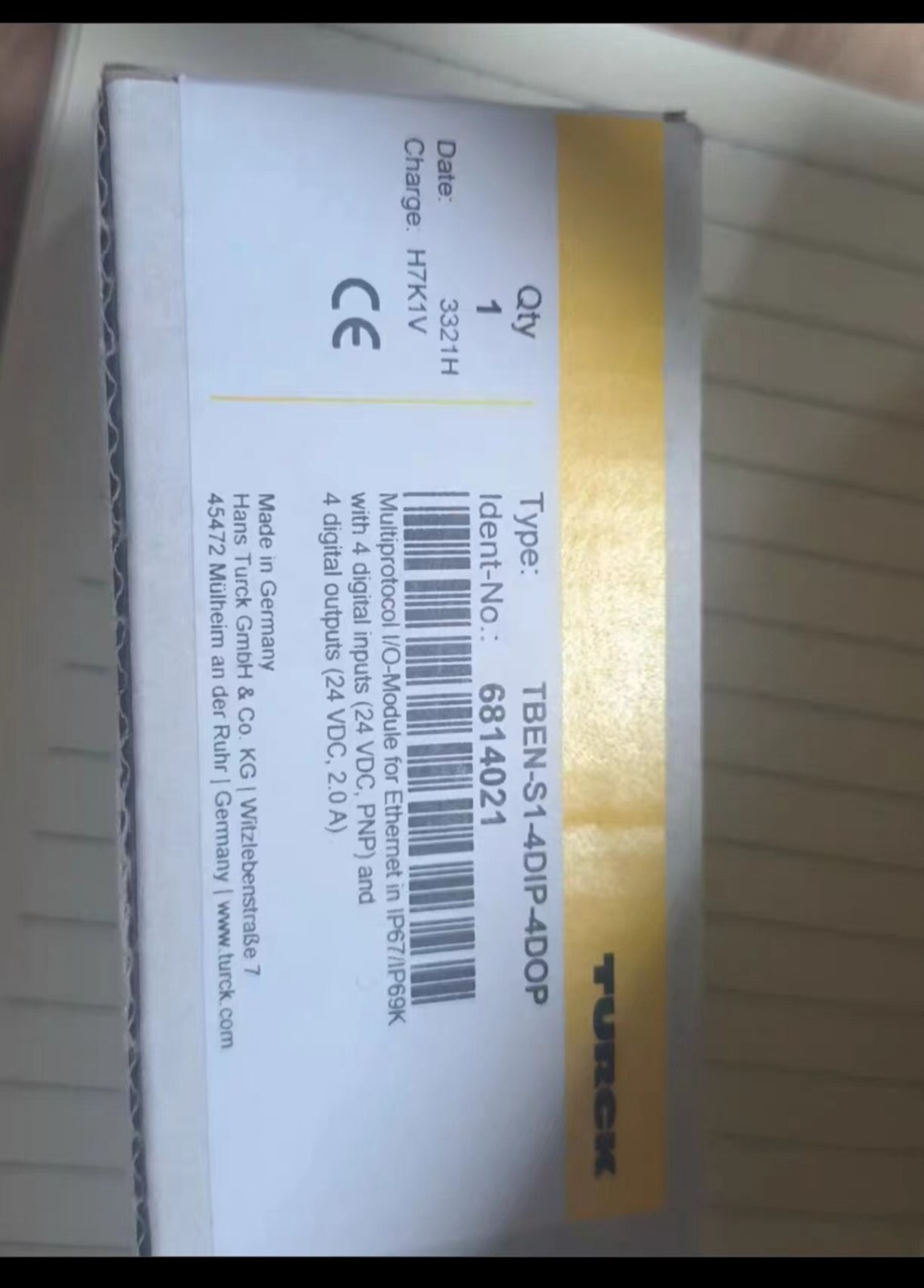 1 PCS TURCK Remote module TBEN-S1-4DIP-4DOP 6814021 ALL New in Box