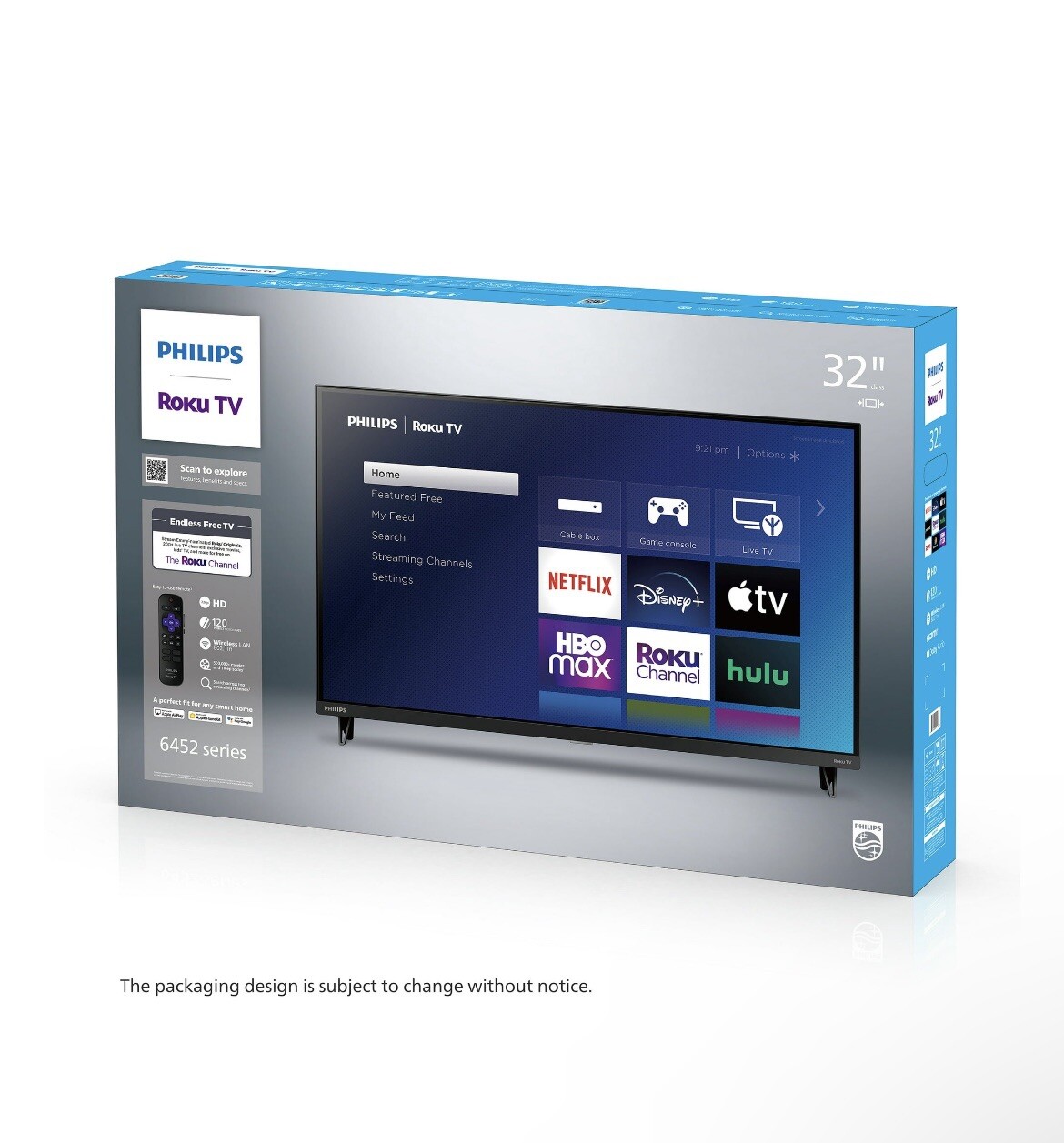 Philips 32″ Class HD (720P) Smart Roku Borderless LED TV (32PFL6452/F7)