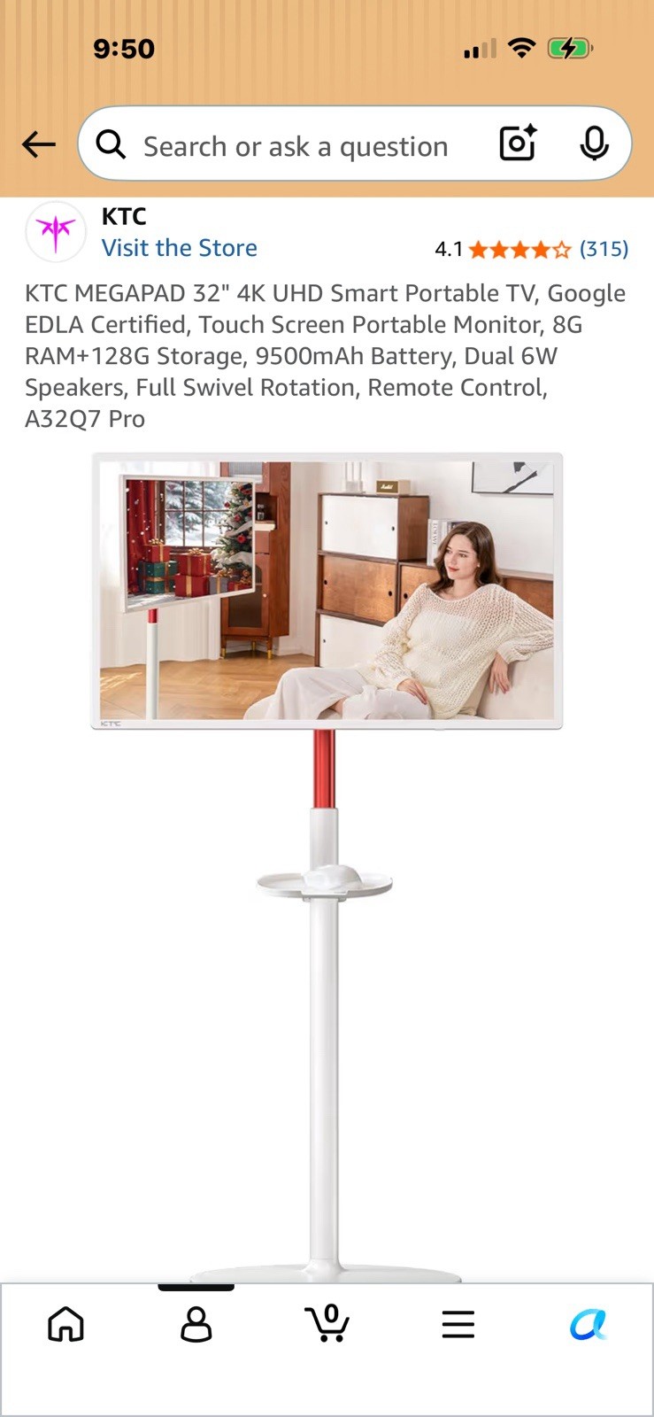 KTC MegaPad 32 in Full Motion Swivel Portable Tablet