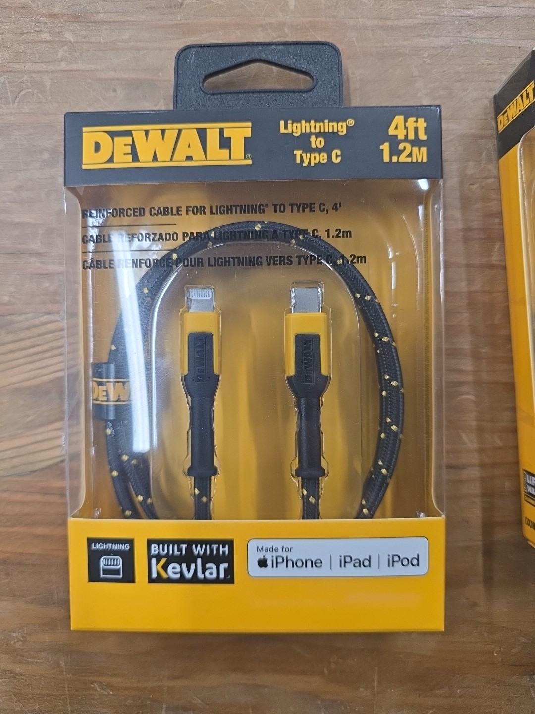 DEWALT 4 ft. DW3 Reinforced Cable for Lightning to USB-C