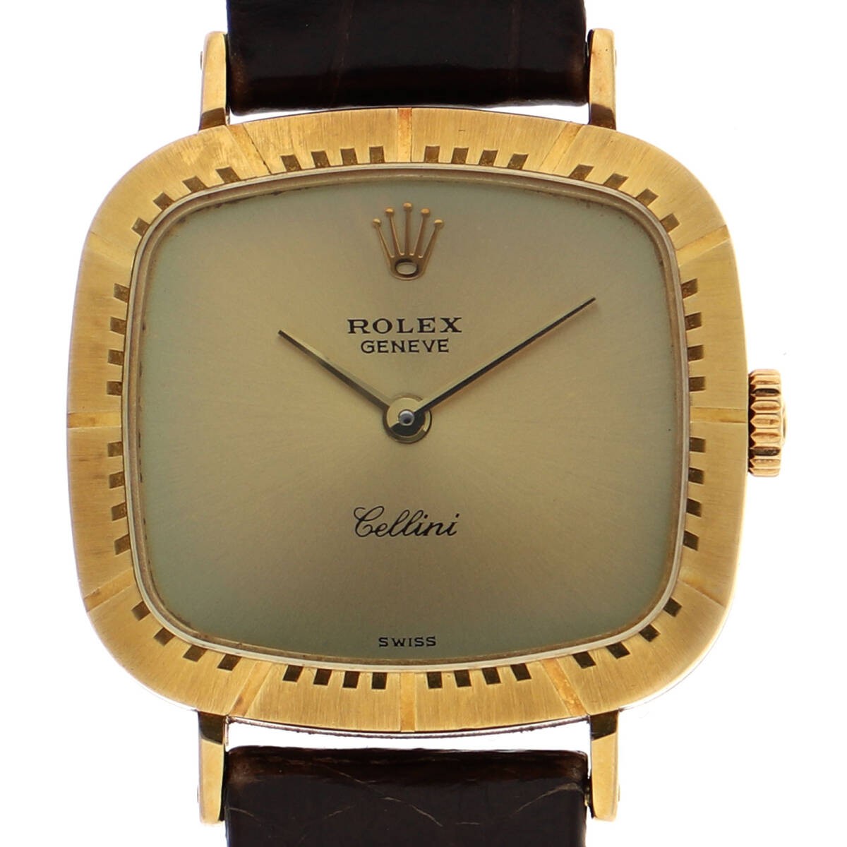 ROLEX 4082 Cellini Gold Dial YG Leather Manual Winding Ladies Watch Accessary