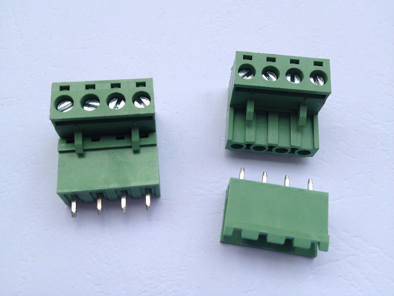 100 pcs 4pin/way 5.08mm Screw Terminal Block Connector Green Pluggable Type