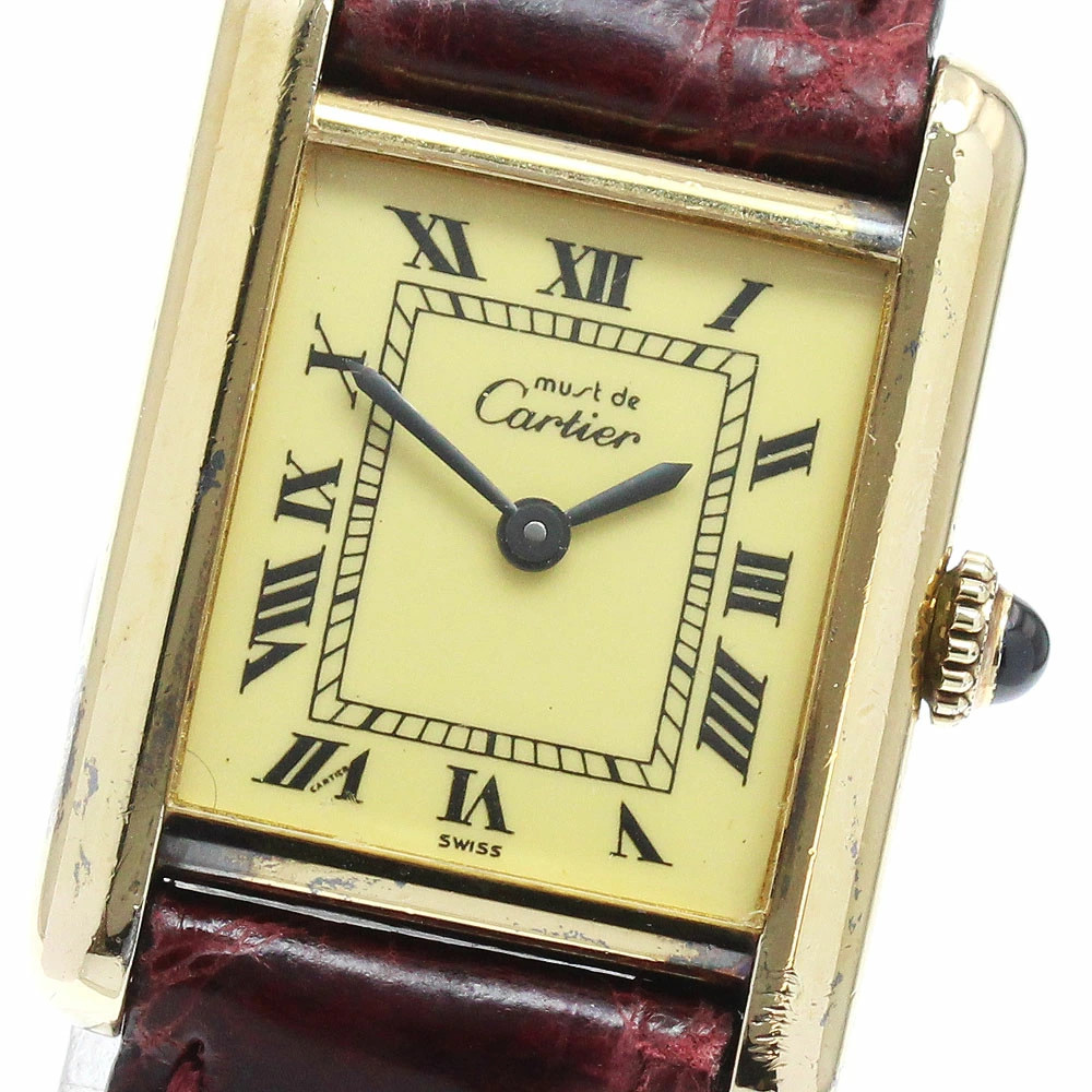 Cartier Must Tank Manual Winding Ladies Watch Box Warranty Card Booklet Auth