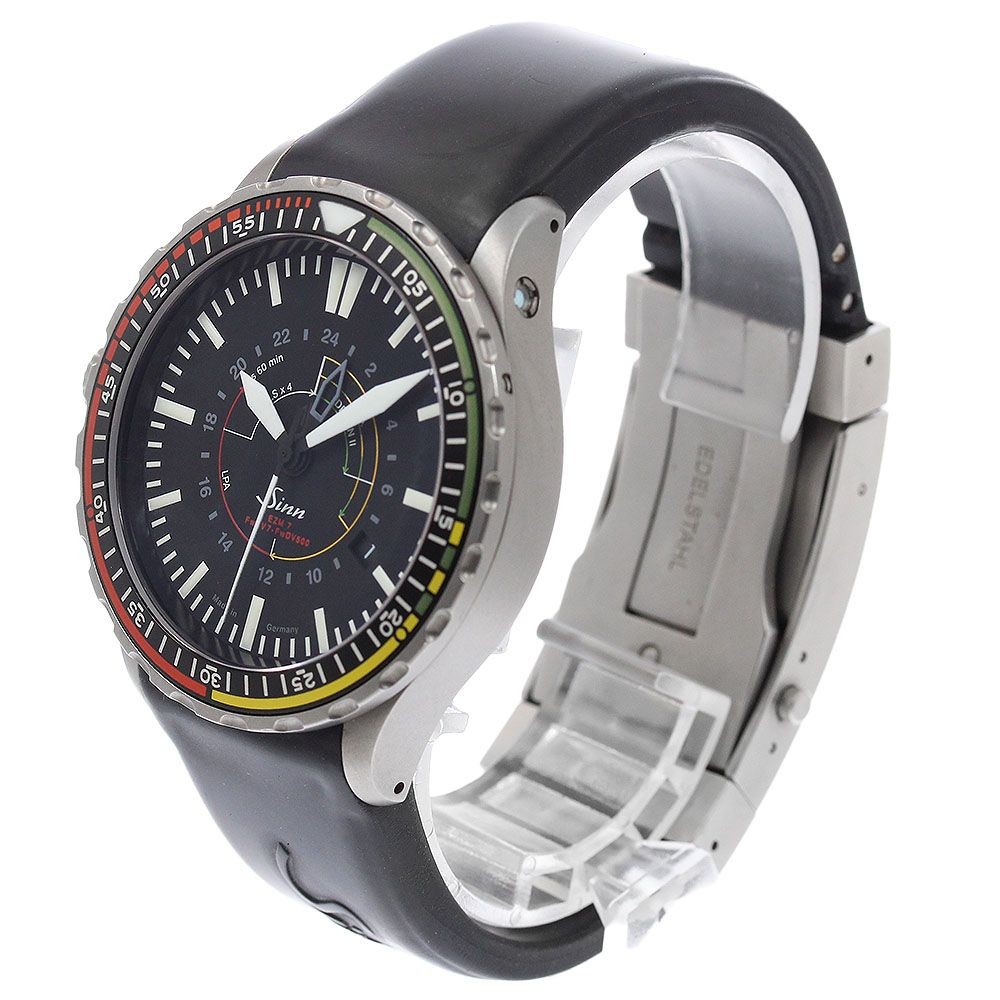 Sinn Watch Instrument 857 Date Automatic Black Dial Stainless Steel Rubber w/Box