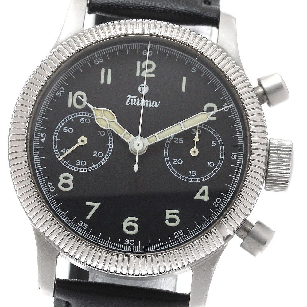 TUTIMA 1941 Flieger Chronograph Manual Mens Watch Black Dial Stainless Steel