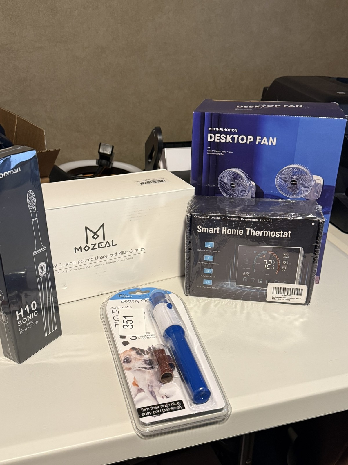 Bundle 5: Smart Thermostat, Candles, Fan, Toothbrush, Dog Nail Trimmer