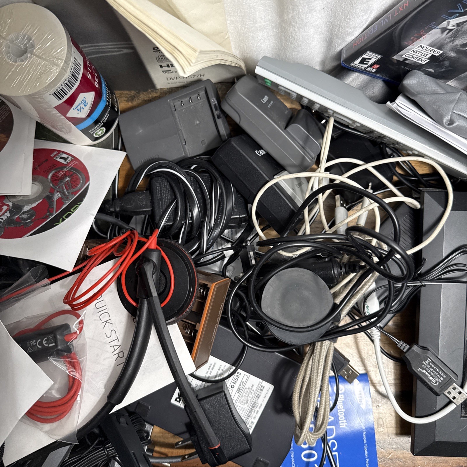 Junk Drawer Electronics Lot Mix Video Game Remote Control Charger Garmin Camera
