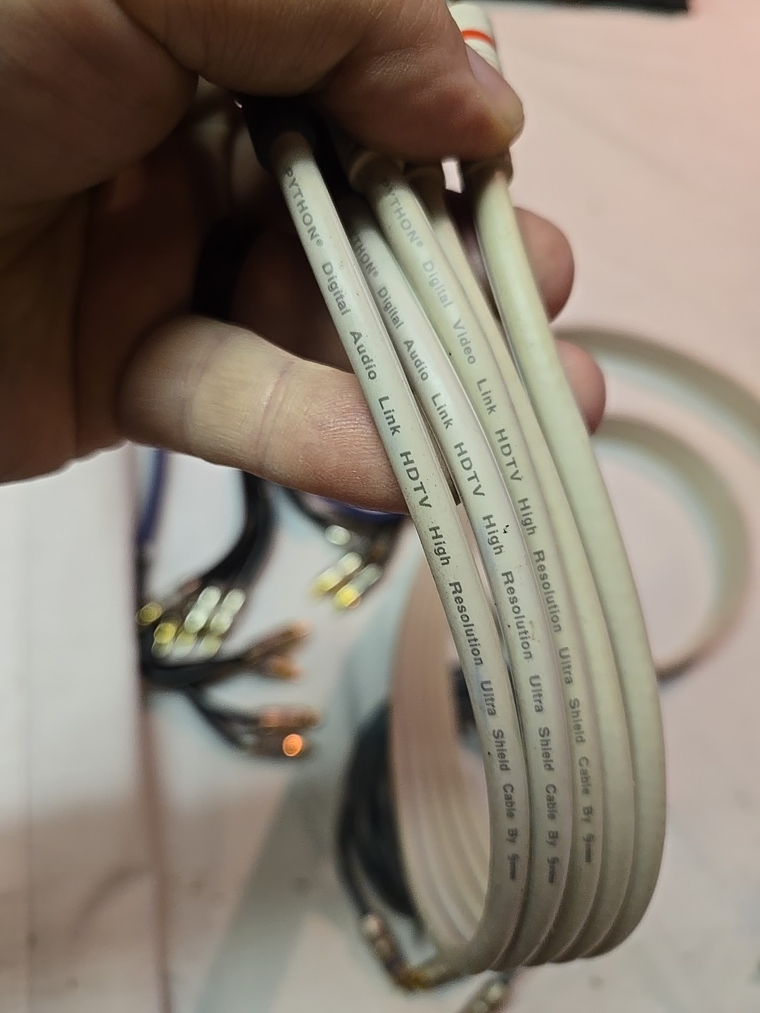 Large Lot Of Audio/Video Cables Scosche Fosgate Monster Python Etc See Pics