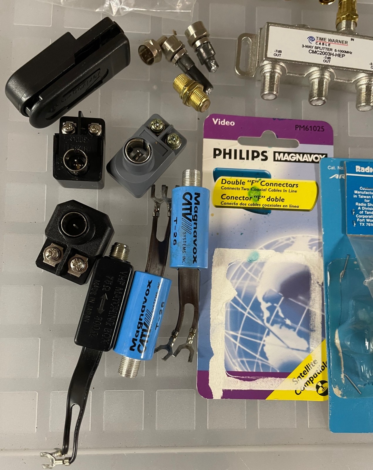 Lot of Electronics Cables, Connectors, Adaptors, Coaxial Hardware/Splitters