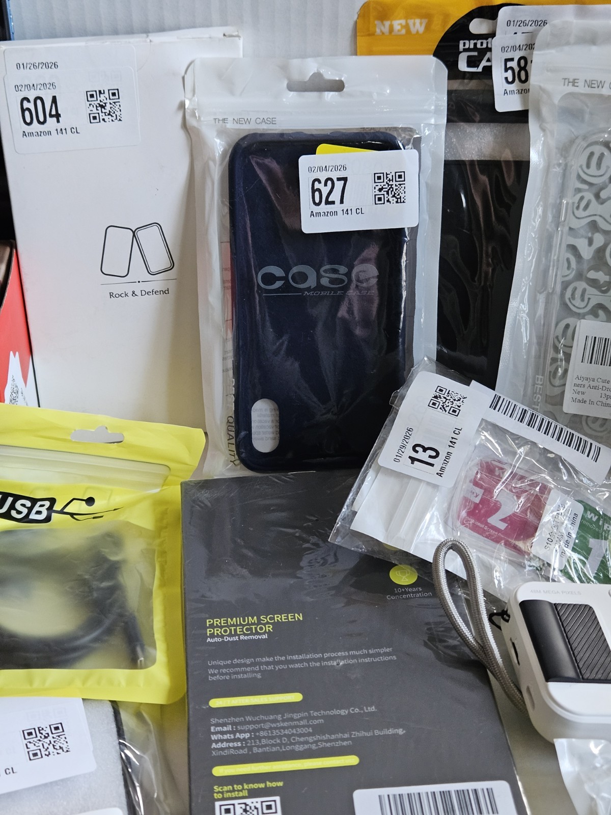 ​16pc Mixed Tech Lot – Unitek Adapter, iPhone Cases, Smart Lock, Parts