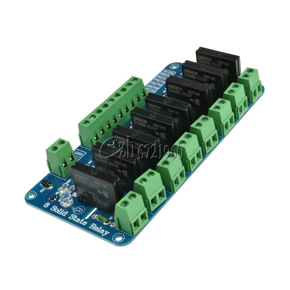 250V 2A 8 Channel SSR G3MB-202P Solid State Relay Module For Arduino NEW