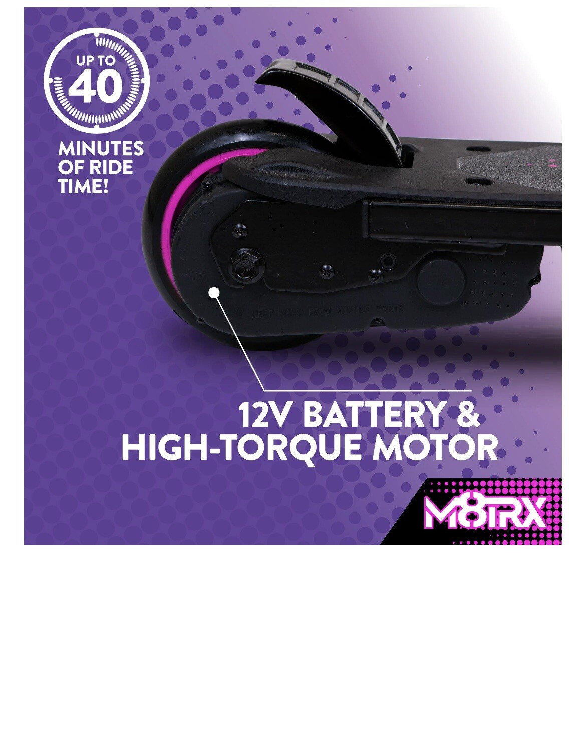 M8TRX pink 12V Electric Scooter for kids Ages 6-12 Powered E-Scooter￼￼