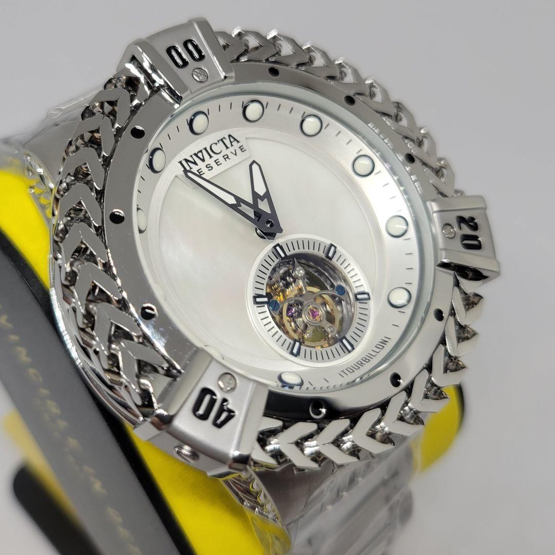Invicta Reserve Bolt Hercules Tourbillon 53mm Watch White Dial Steel Box Book