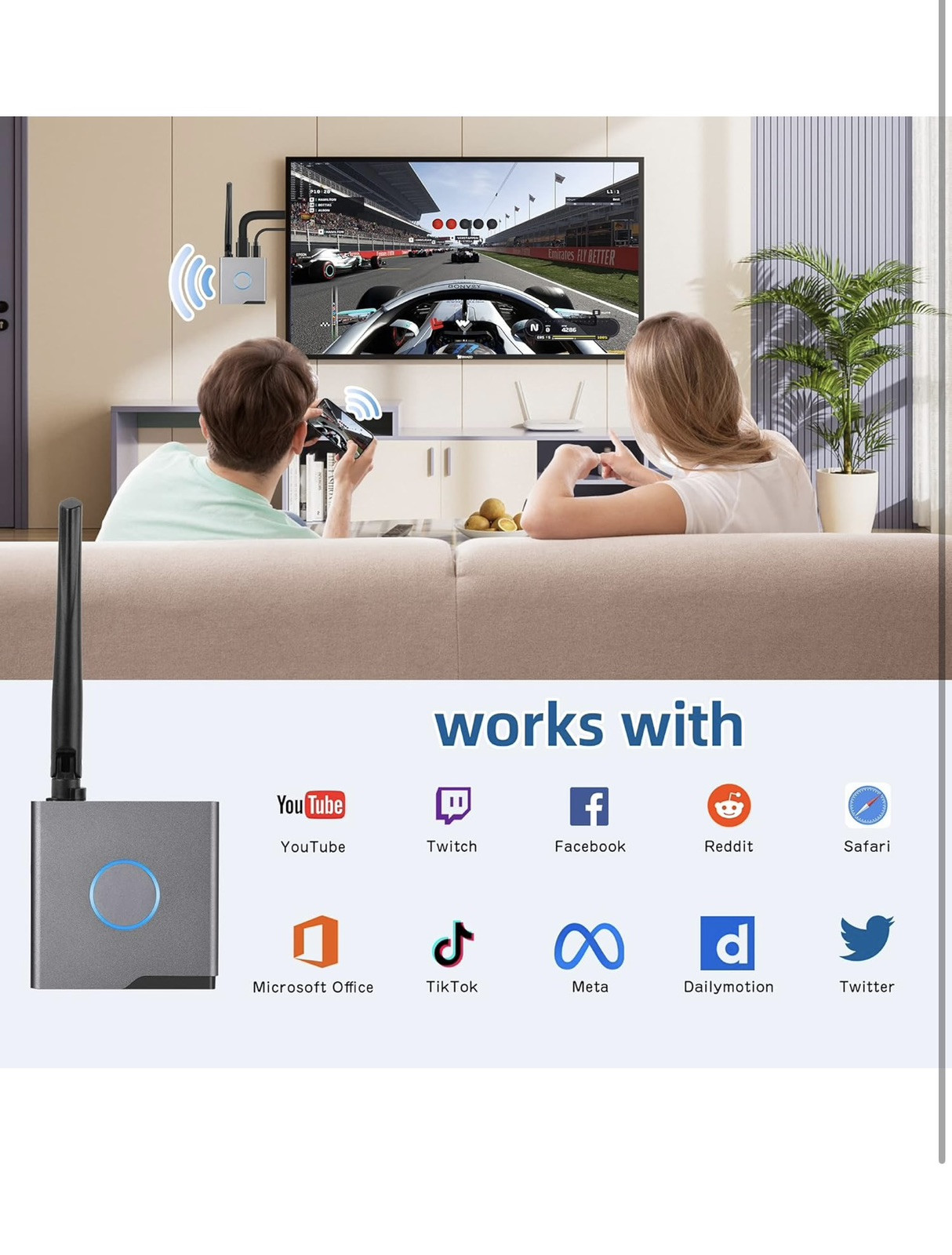 Wireless HDMI Display Dongle Adapter, Wireless Receiver, Streaming Media Video/A