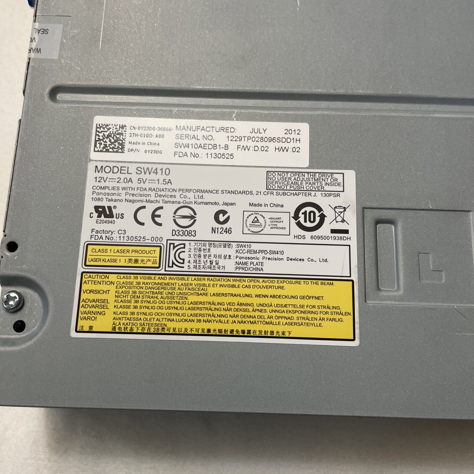 PANASONIC DVD ROM DRIVE SW410 AED81-B