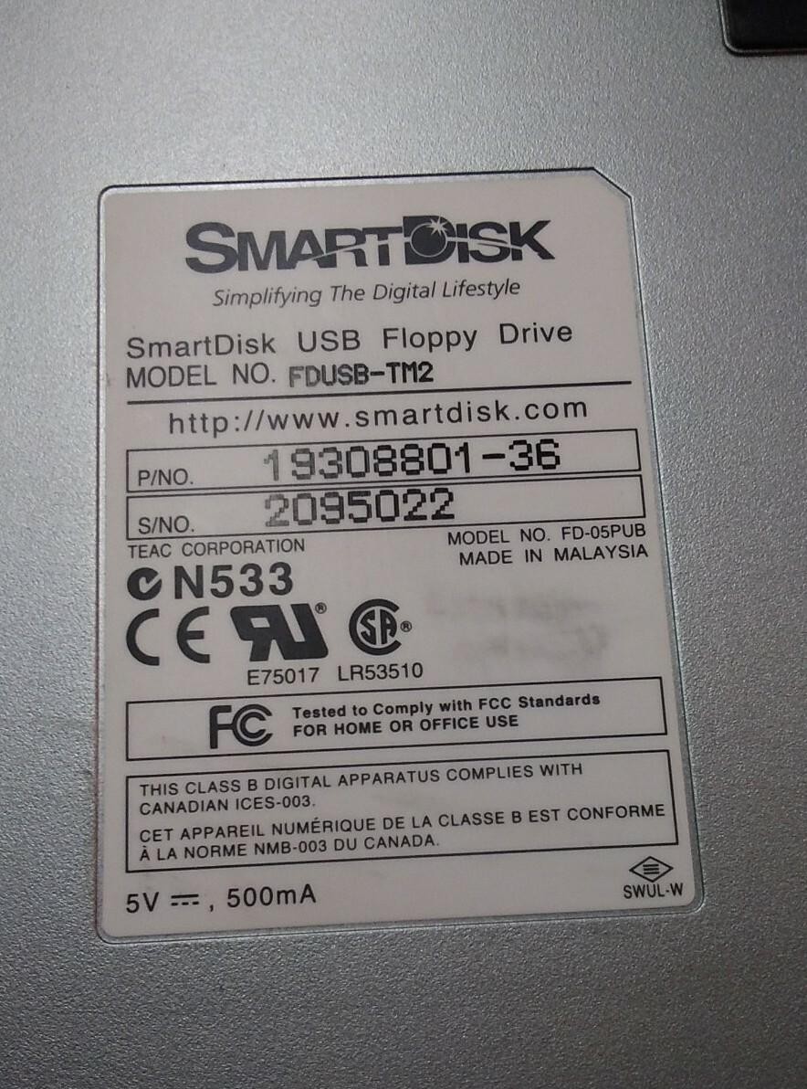 SmartDisk FDUSB-TM2 USB External 3.5″ Floppy Disk Drive