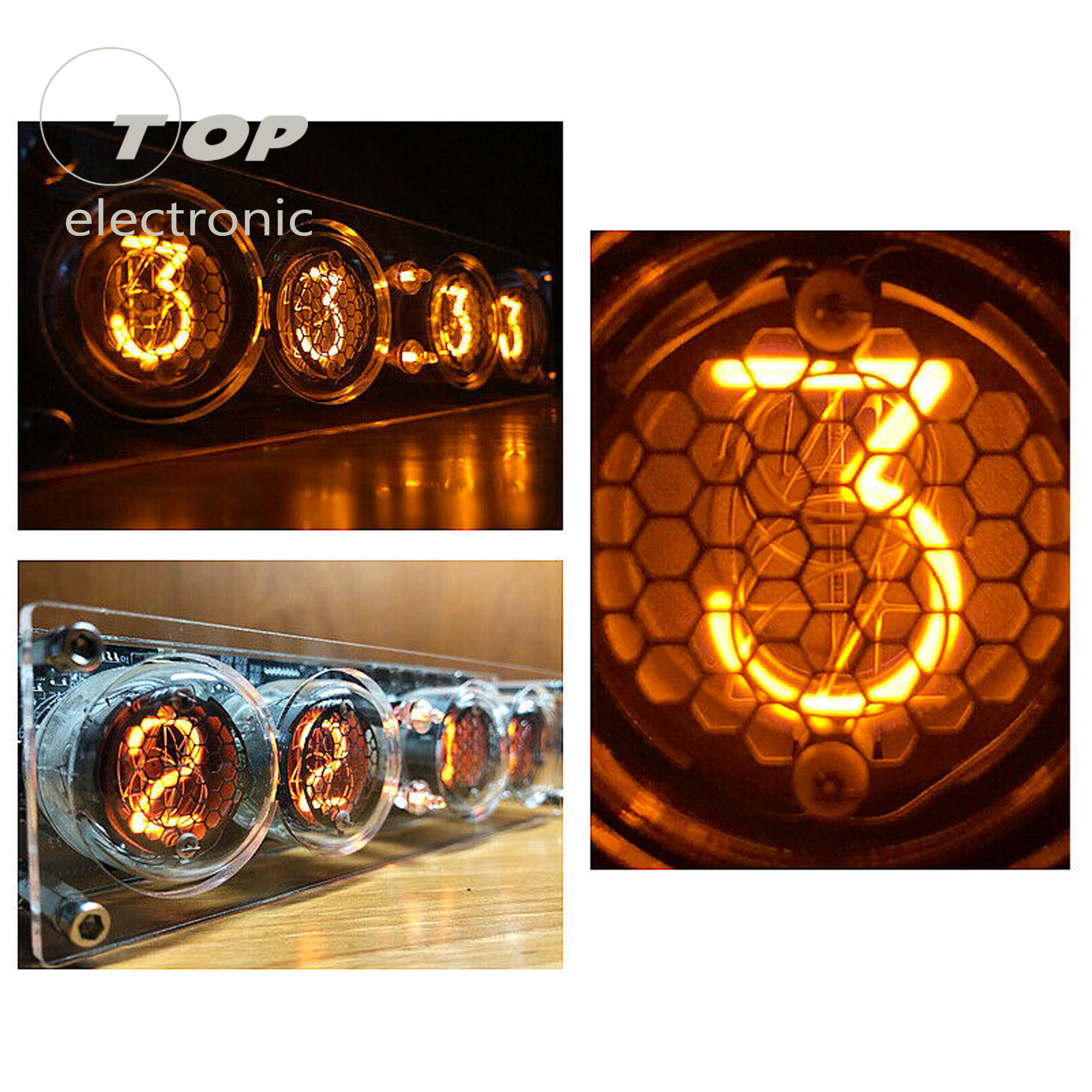 4-bits Glow Tube Nixie Clock QS30-1 Tube with Remote Control LED Backlight