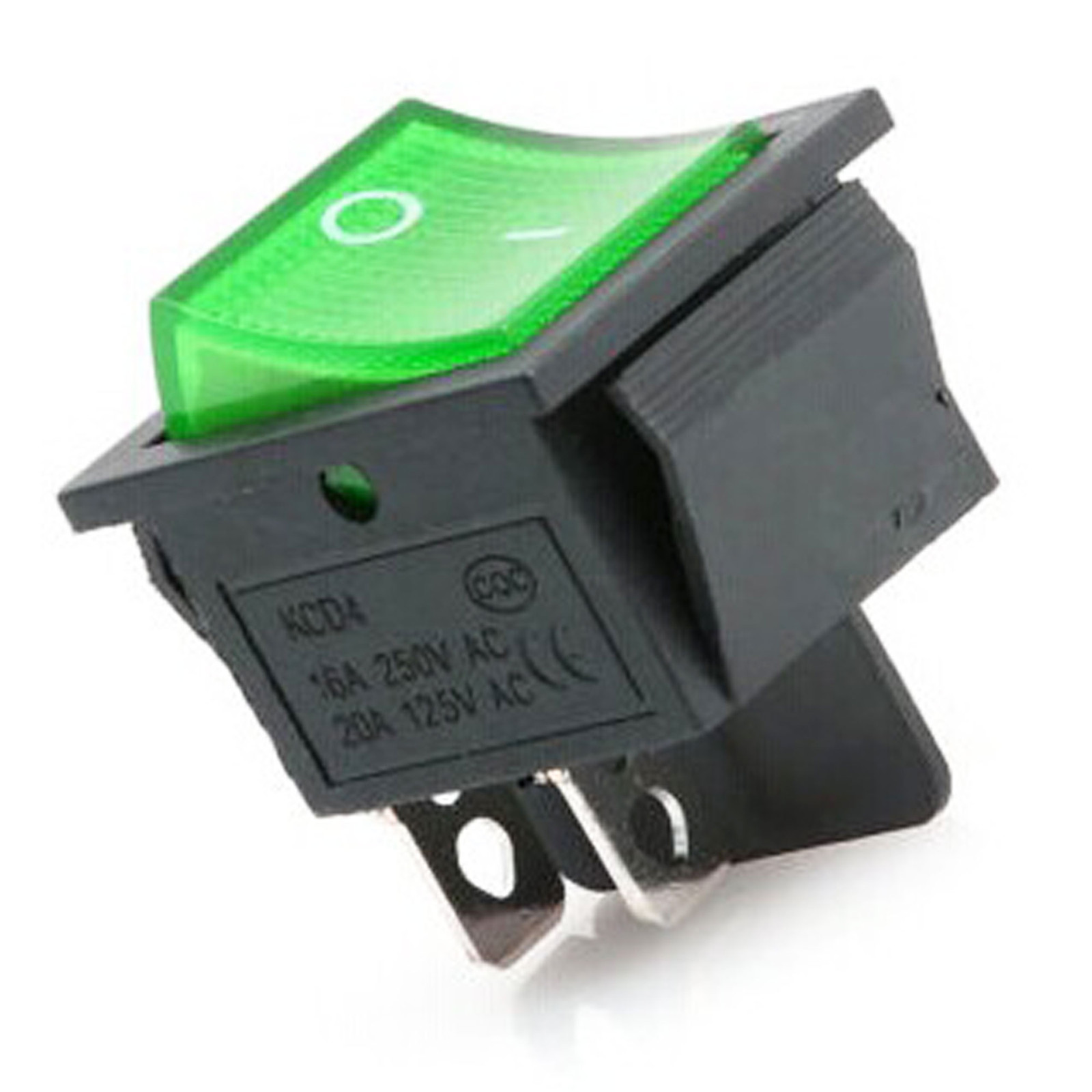 10Pcs Green Lamp 4 Pin ON/OFF 2 Position DPST Rocker Switch 16A/250V KCD4-201
