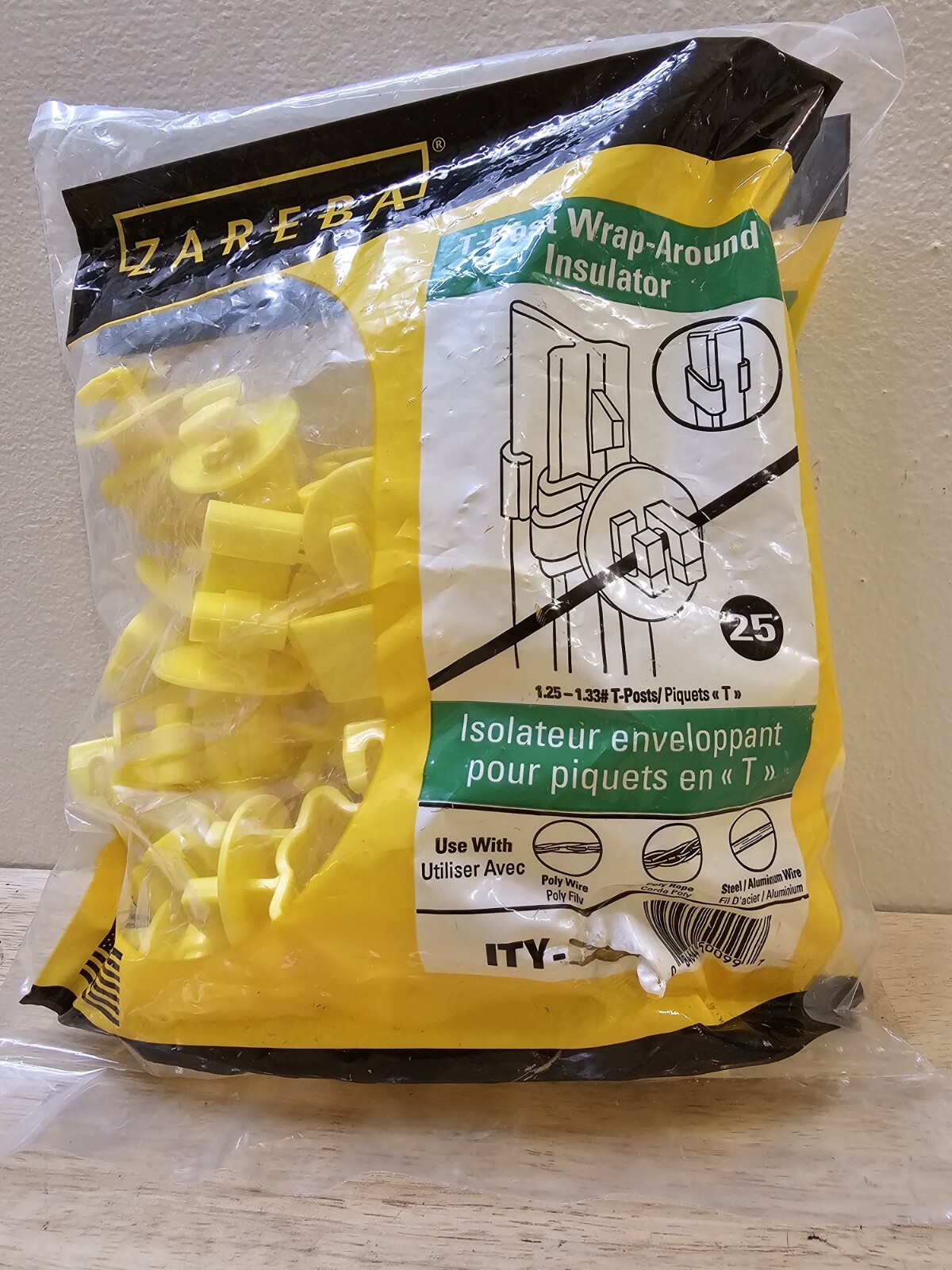 Zareba ITY-Z Standard Snug-fitting T-Post Insulator, 25 per Bag, Yelllow