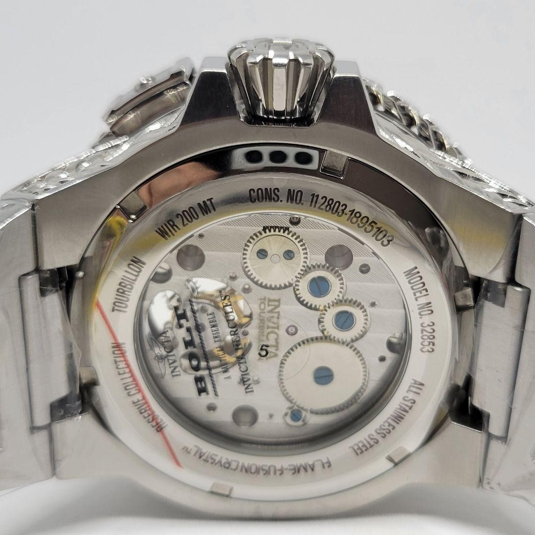 Invicta Reserve Bolt Hercules Tourbillon 53mm Watch White Dial Steel Box Book
