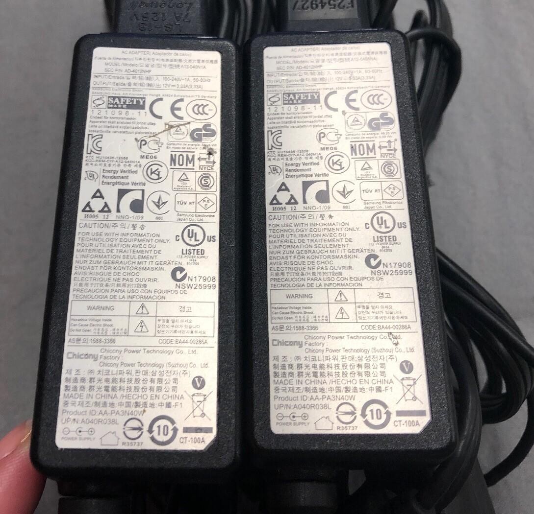 LOT OF 2 CHICONY A12-040N1A AD-4012NHF 12V POWER ADAPTER CHROMEBOOK