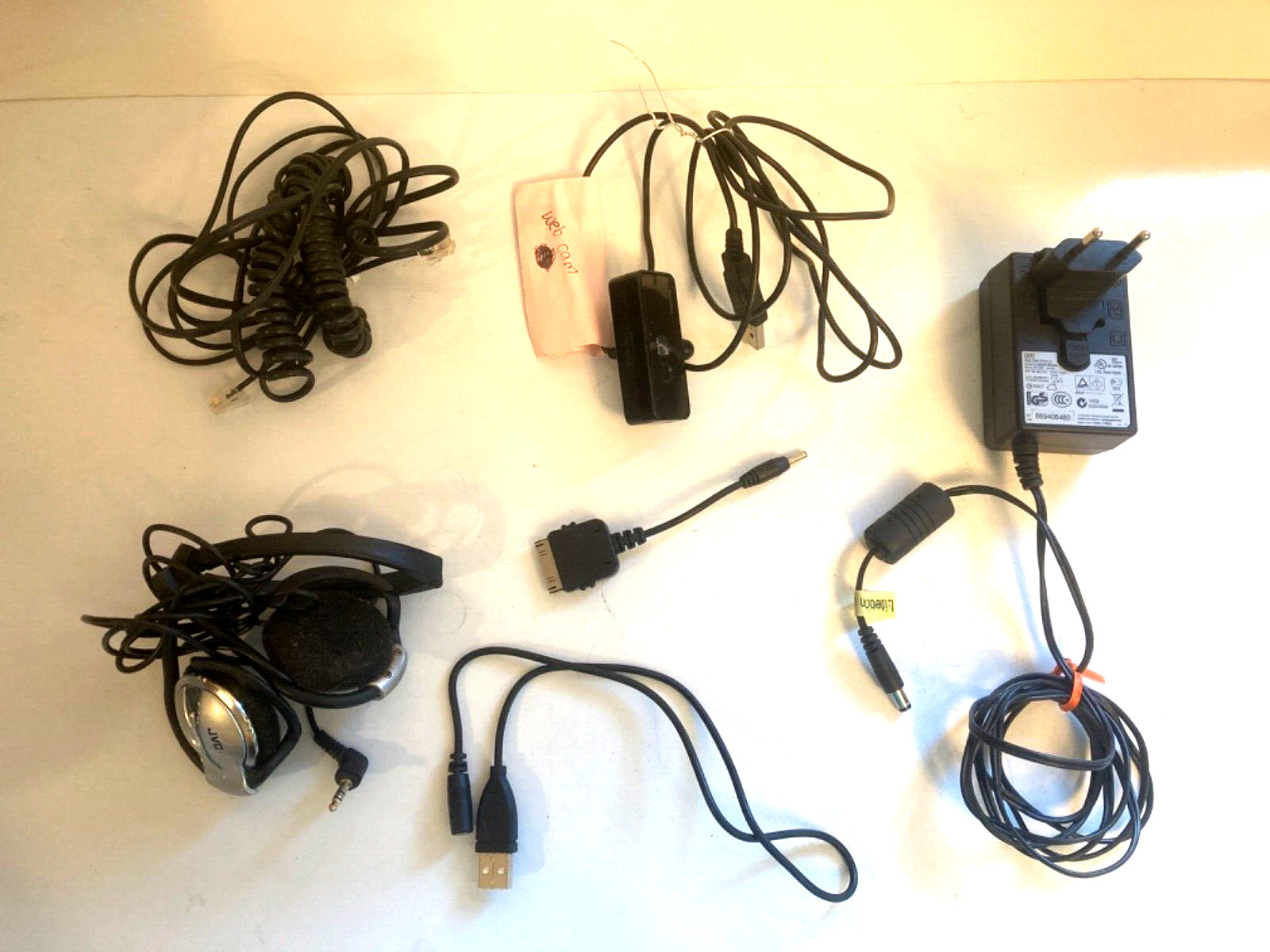 Electronics Junk Drawer Lot Webcam Headset Phone 100 to 240 Volt Multi-tool