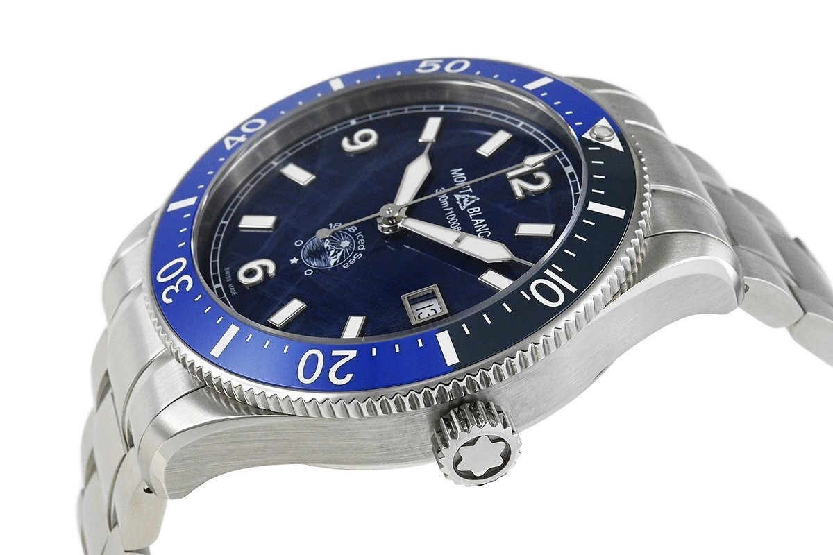 MONTBLANC 1858 Ice Sea Automatic Date MB129369 Automatic Winding SS Blue Watch