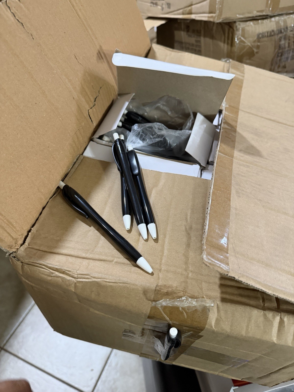 1000 Bulk Lot Black Capacitive Stylus Pens for Touchscreen Devic with White Tips