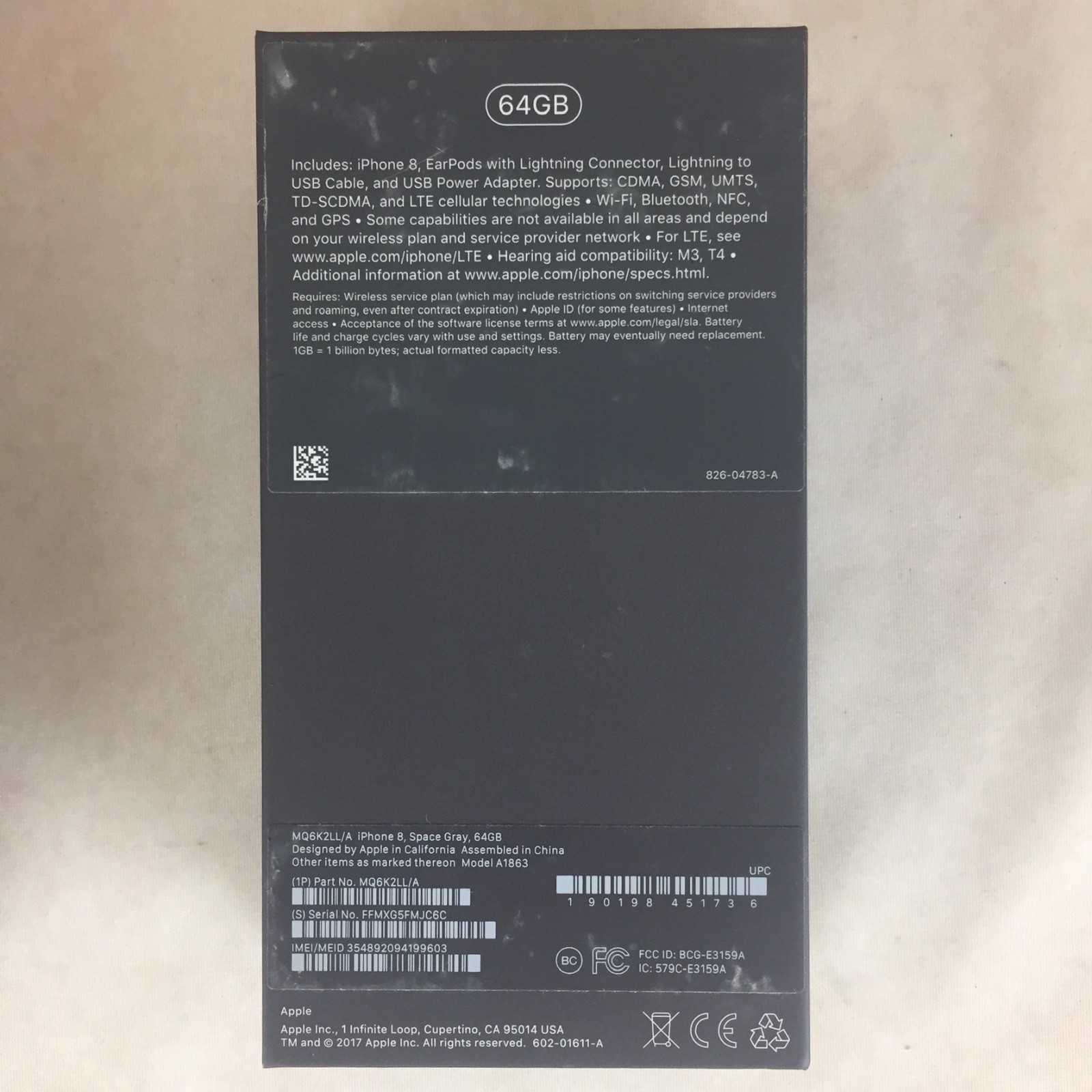 Empty BOX ONLY! Apple iPhone 8 A1802 NO Phone Replacement BOX ONLY!! 64GB Gray