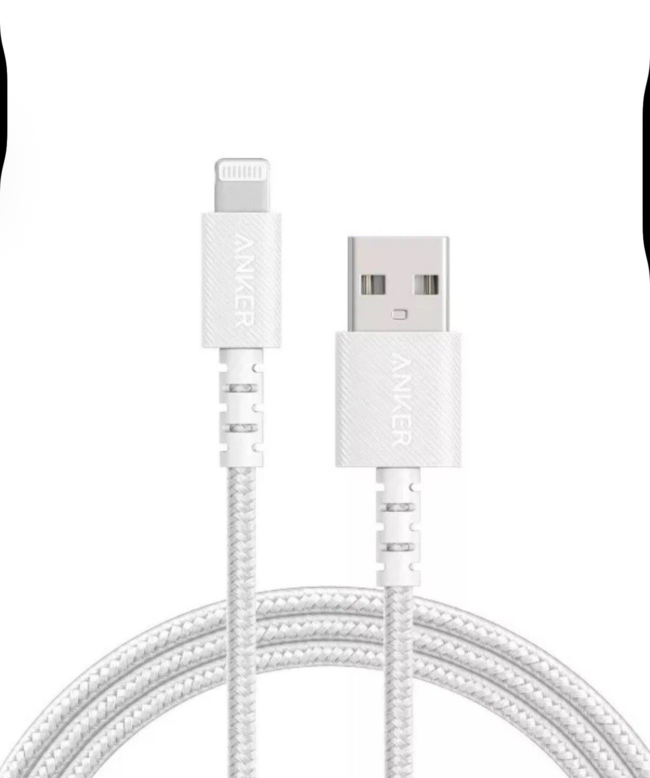 Anker 3ft’ Braided Lightnin to USB-A Charging 3x Faster,￼Cable – White