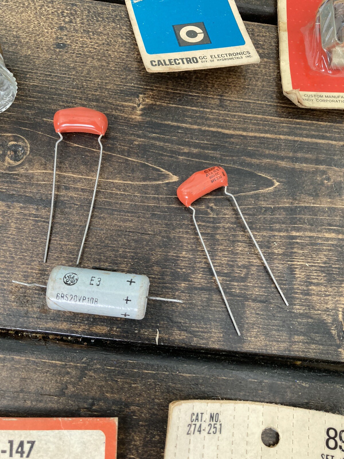 Vtg Electronic Junk Drawer Lot Capacitor Micro Switch Fuse Resistor Jacks Archer