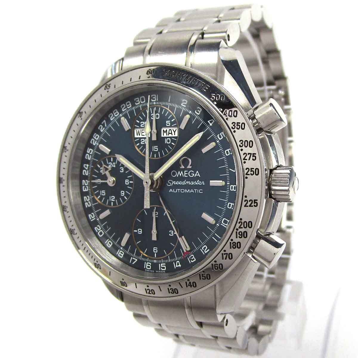 OMEGA Speedmaster Day-Date Triple Calendar Watch SS Auto Black Dial 3523.80 Mens
