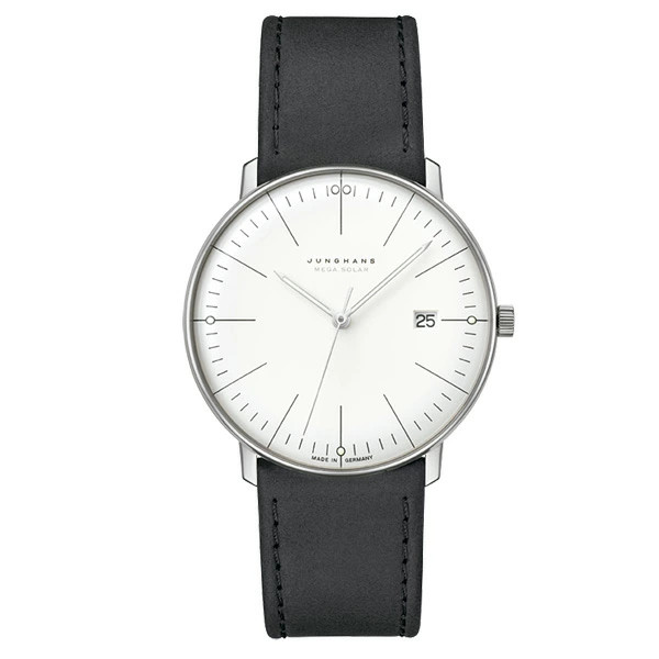 JUNGHANS Mega Solar Men’s Watch Max Bill Solar Powered black leather