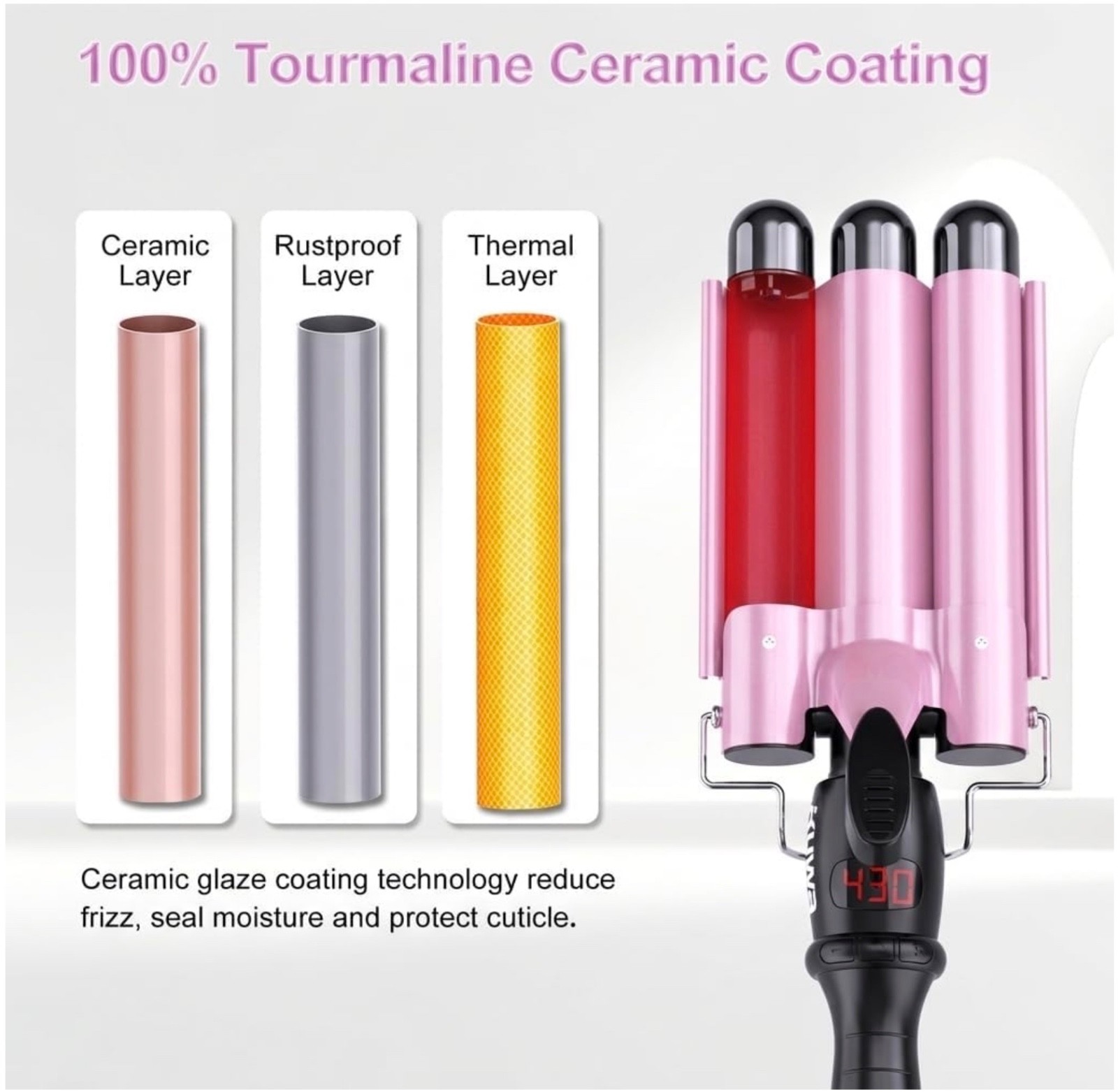 kuwa 15 Variable Temperature Crimper Hair Tool，1 Inch Hair Crimper，60 Min Auto-O