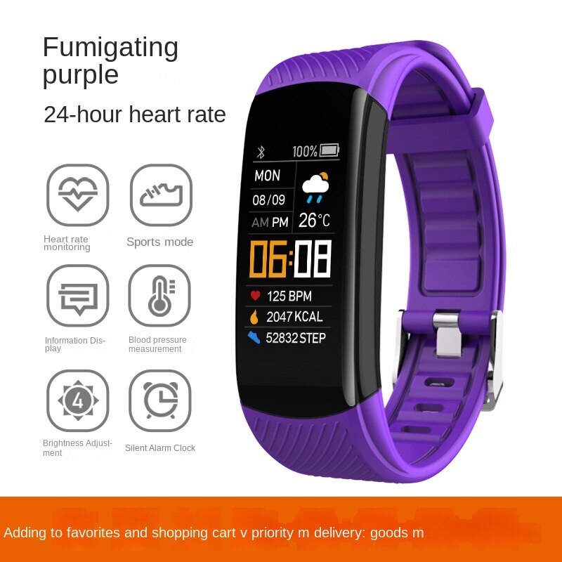 Color screen sports pedometer smart bracelet heart rate health monitoring