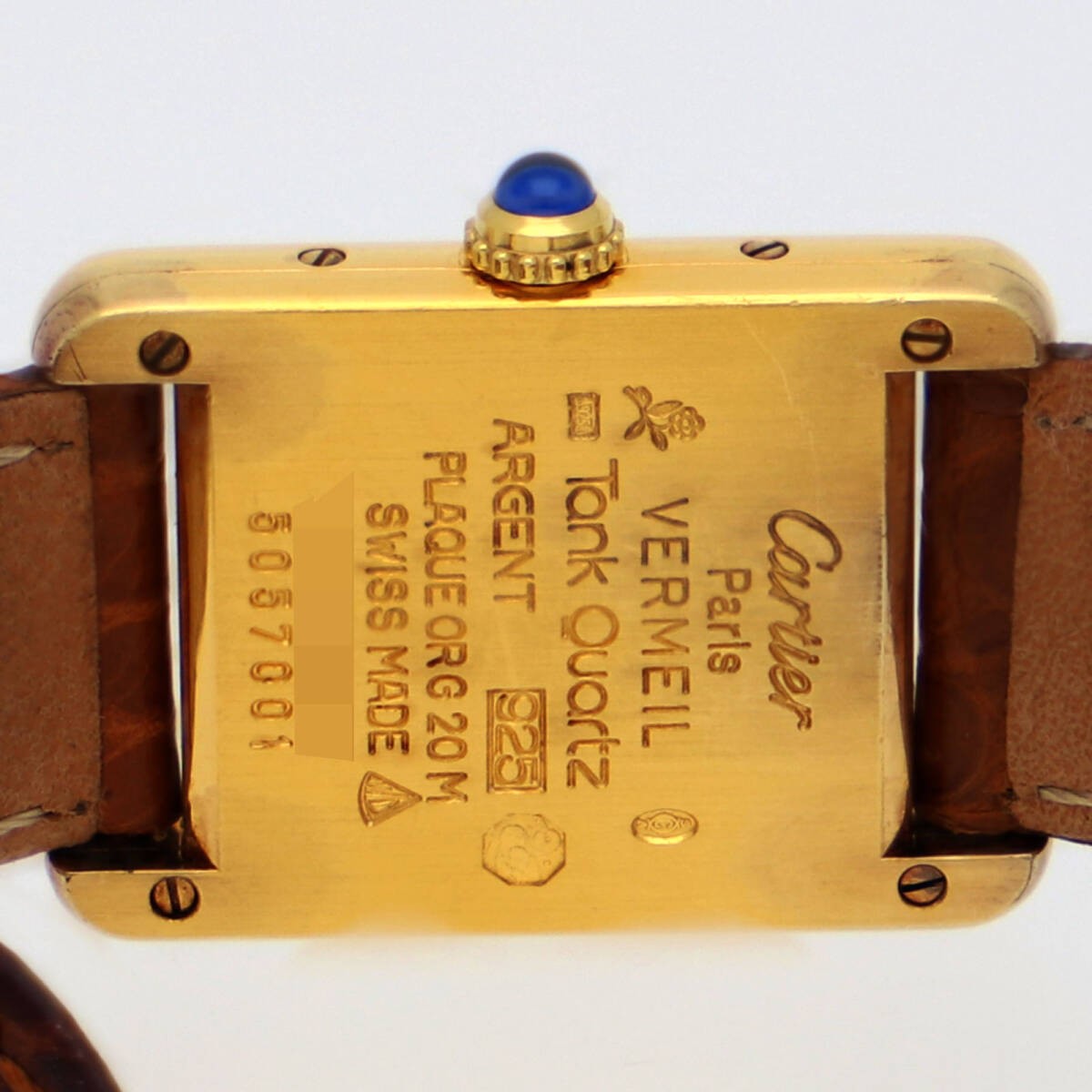 Cartier W1006354 Must Tank White Dial GF Leather Quartz Ladies Watch Square Auth
