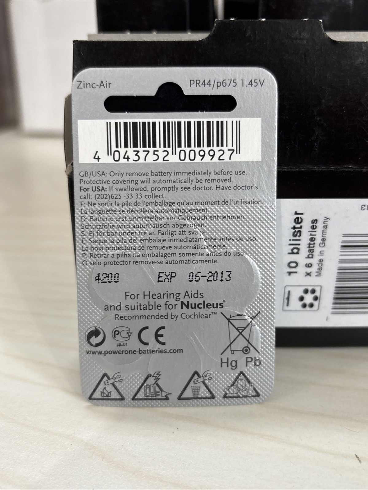 Power One Size 675 Expired 2013 – 29 packs Hearing Aid Batteries