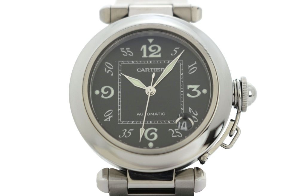 Cartier Watch Pasha C W31043M7 Stainless Steel Black Dial Automatic Unisex Auth