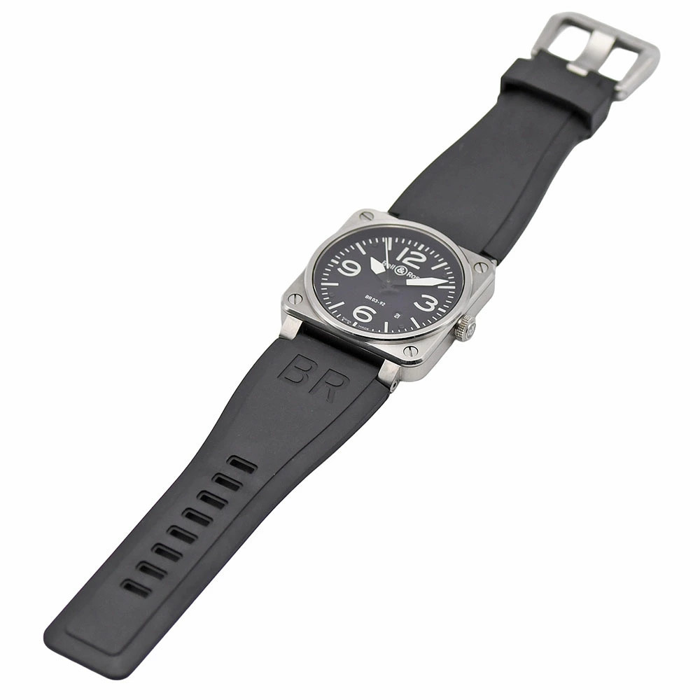 BELL & ROSS Watch BR03-92 Automatic Stainless Steel/Rubber Strap Black Dial Men