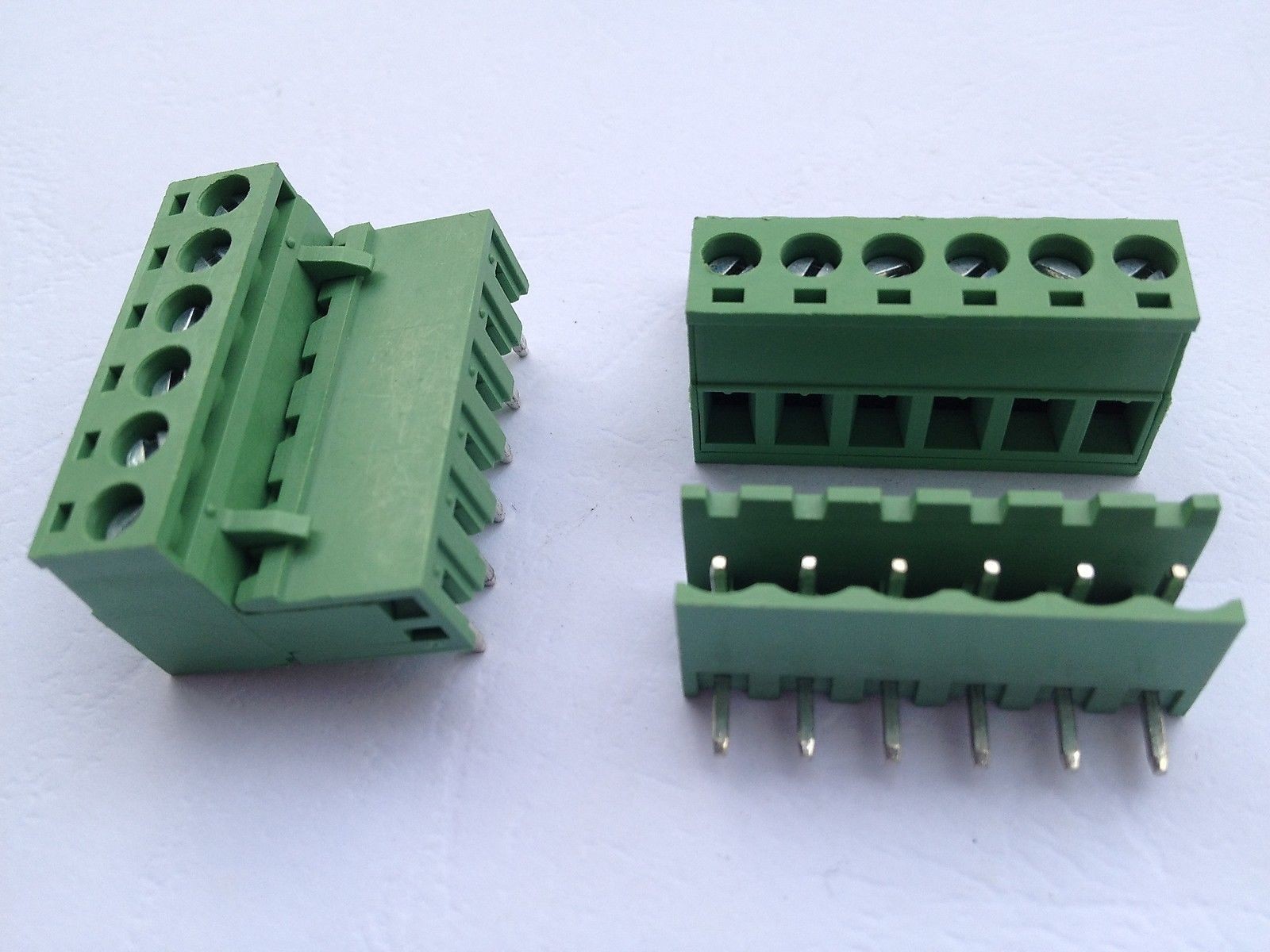 20pcs Angle 6pin/way 5.08mm Screw Terminal Block Connector Green Pluggbale Type