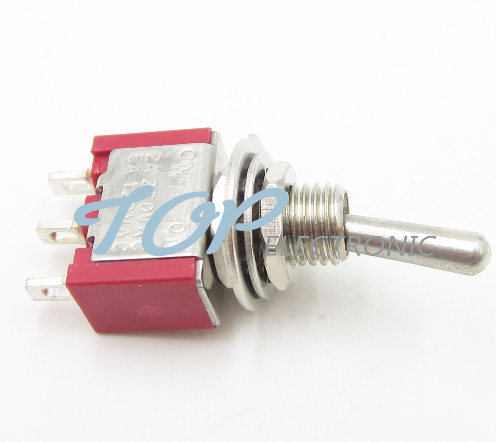 5PCS MTS-102 3pin Mini Toggle Switch SPDT On-On 5A 125VAC RED COLOUR