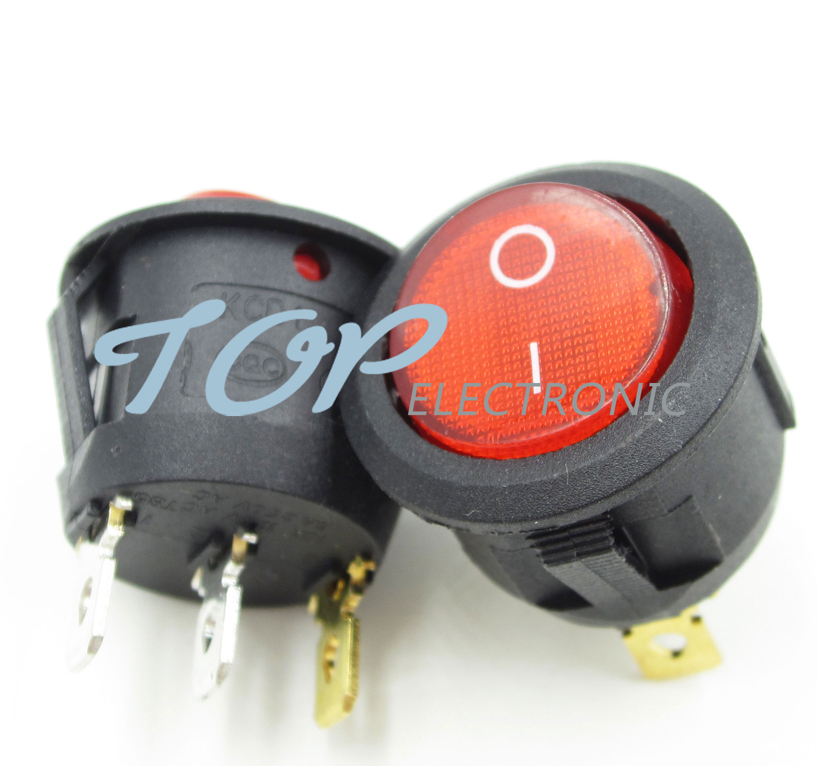 20Pcs Mini 3 Pin Round SPDT ON-OFF Rocker Switch Snap-in RED